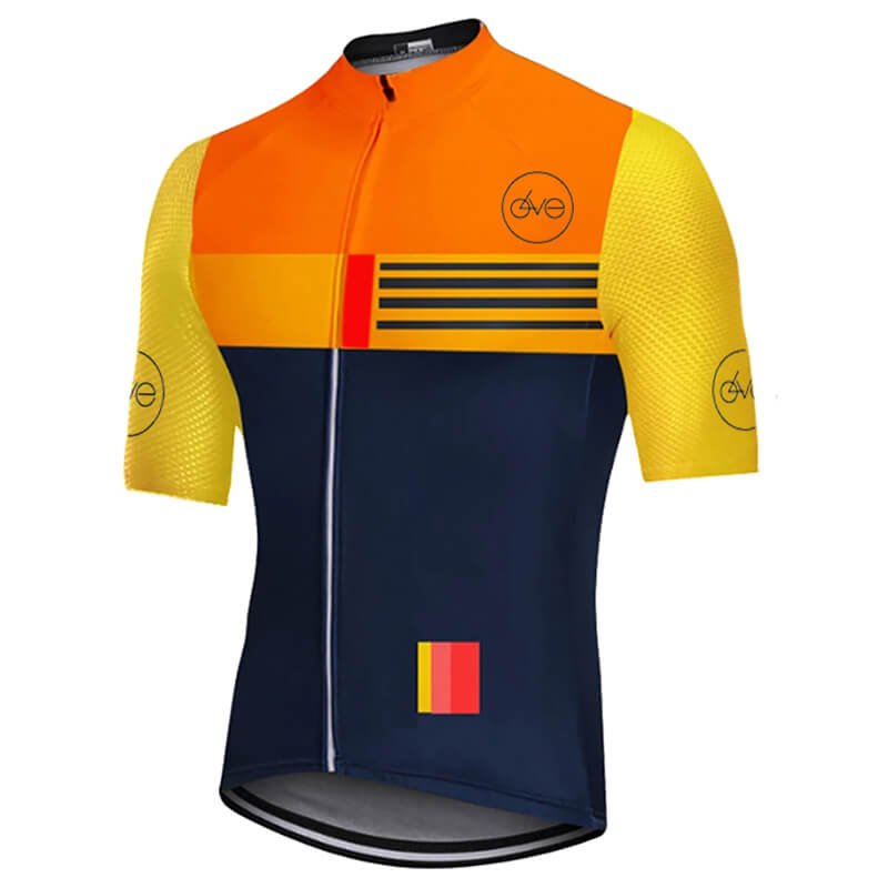 Maillot de Vélo LOVEVELO Cycliste Orange Jaune Bleu
