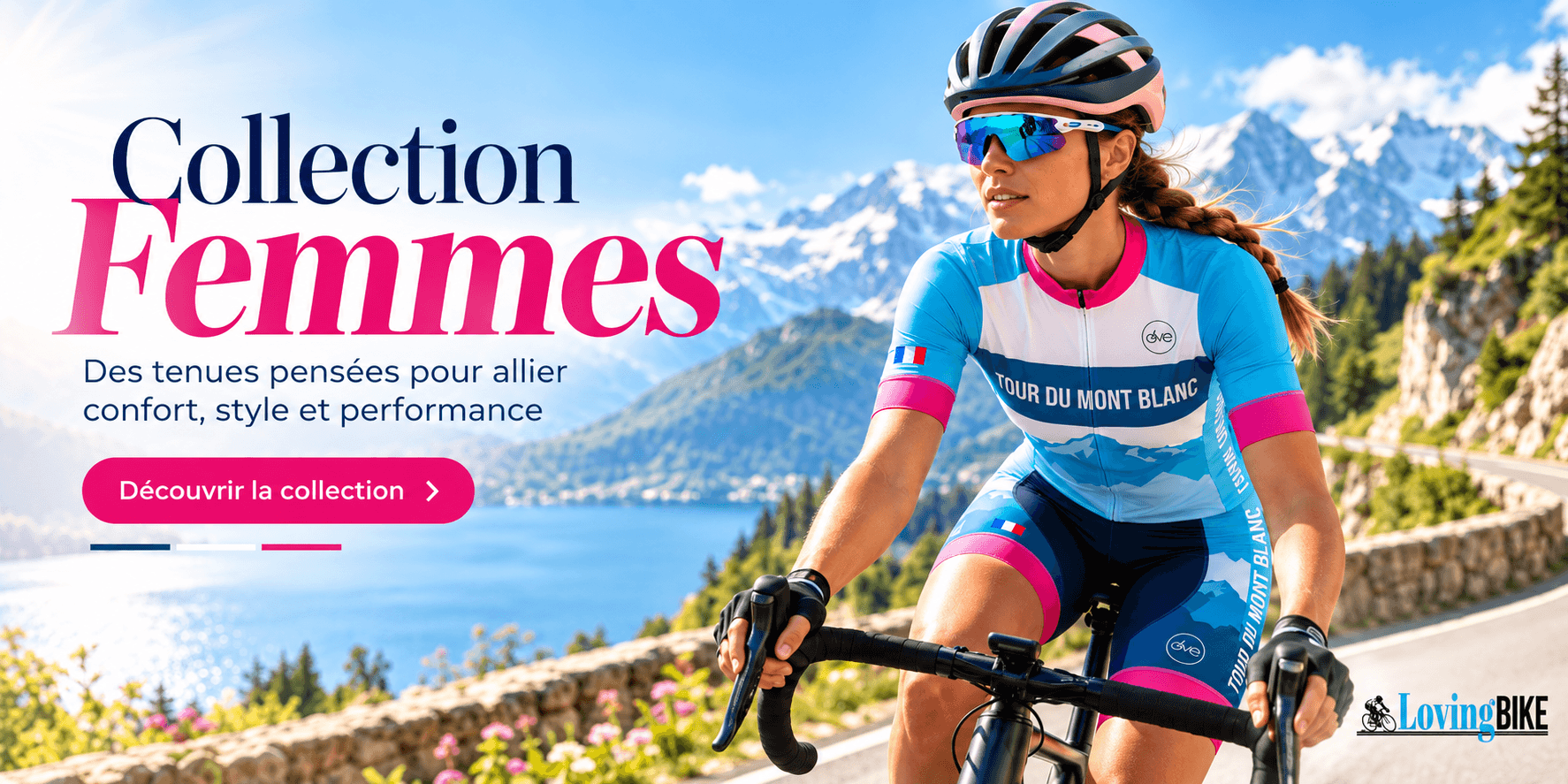 Collection femme de tenues et maillots de vélo